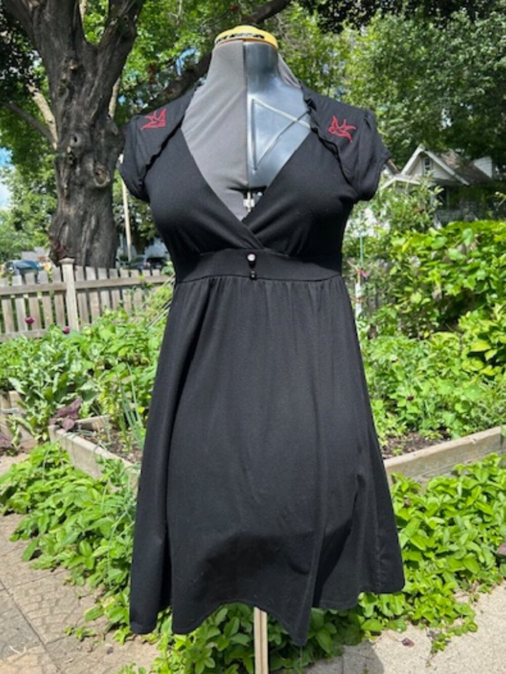 ROCKSTEADY Rockabilly Sparrow Black Short Sleeve Dress L